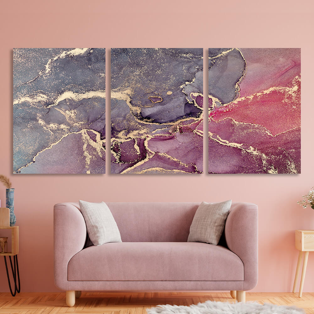 Modular burgundy-gray abstract Multi Panel Canvas Wall Art Print