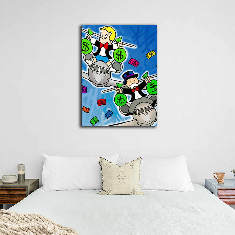 Monopoly Money planes Canvas Wall Art Print