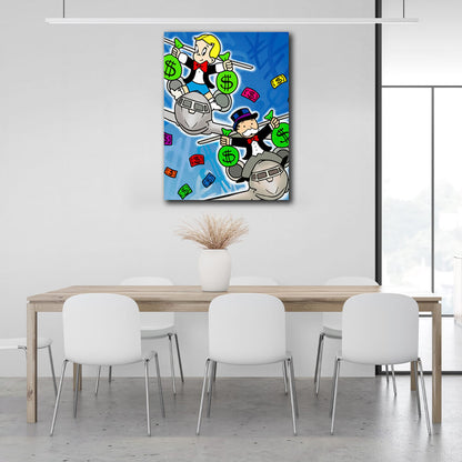 Monopoly Money planes Canvas Wall Art Print