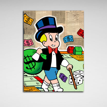 Monopoly Richie rich Canvas Wall Art Print