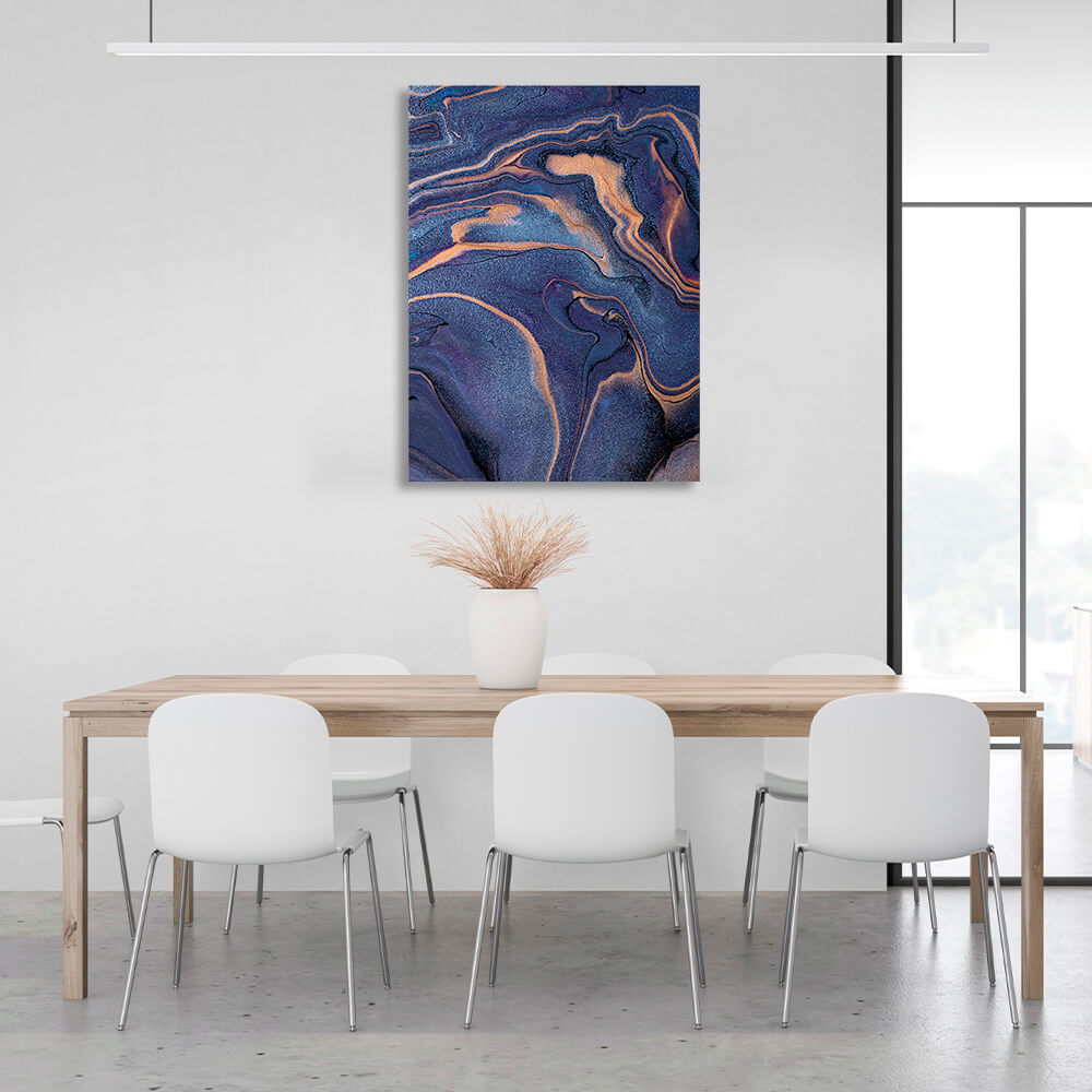 Navy and gold Abstraction Canvas Wall Art Print