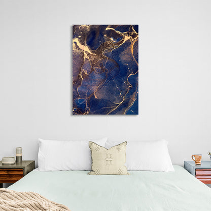 Gold and navy Abstraction Canvas Wall Art Print