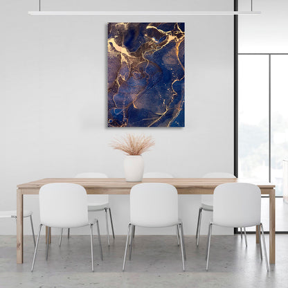 Gold and navy Abstraction Canvas Wall Art Print