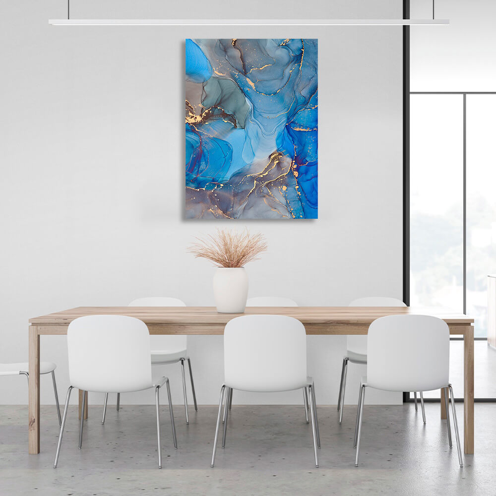 Blue-gray Abstraction Canvas Wall Art Print