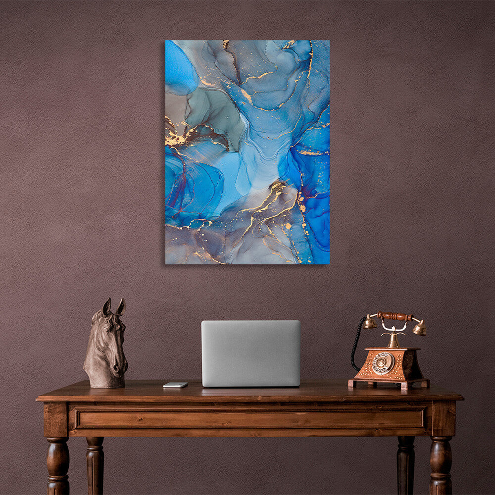 Blue-gray Abstraction Canvas Wall Art Print