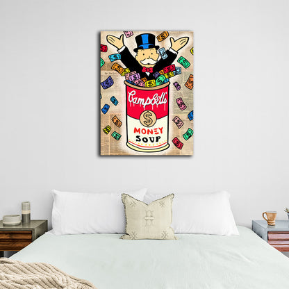 Monopoly Money soup Canvas Wall Art Print