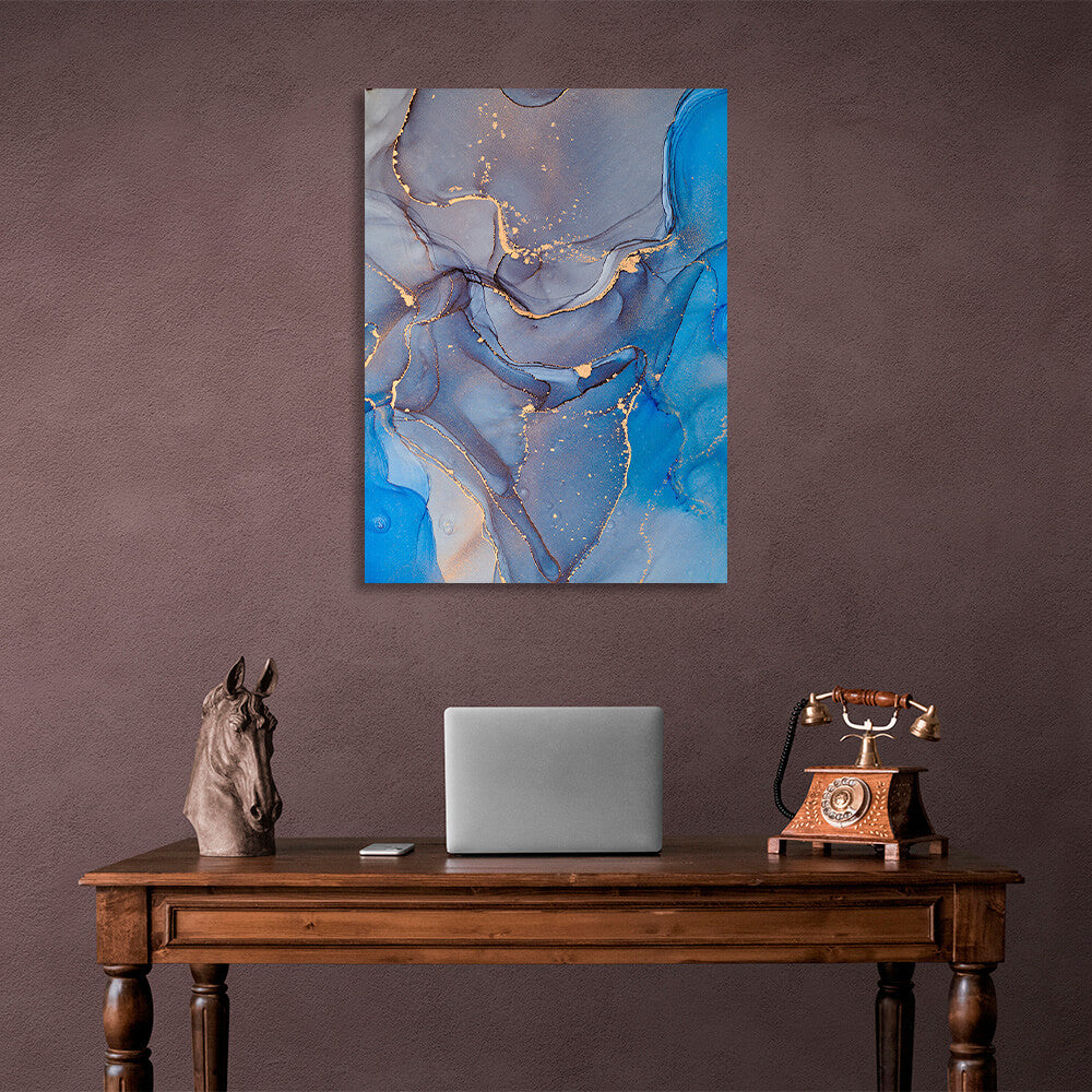 Grey-blue Abstraction Canvas Wall Art Print