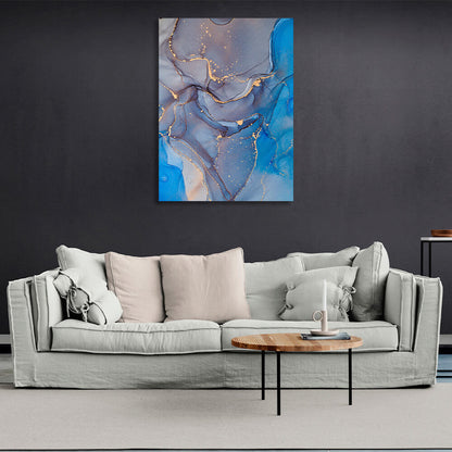 Grey-blue Abstraction Canvas Wall Art Print