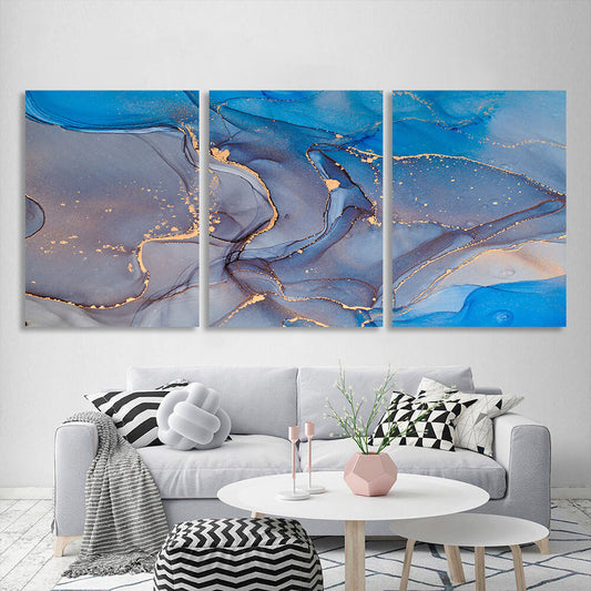 Modular abstract blue-gray Multi Panel Canvas Wall Art Print