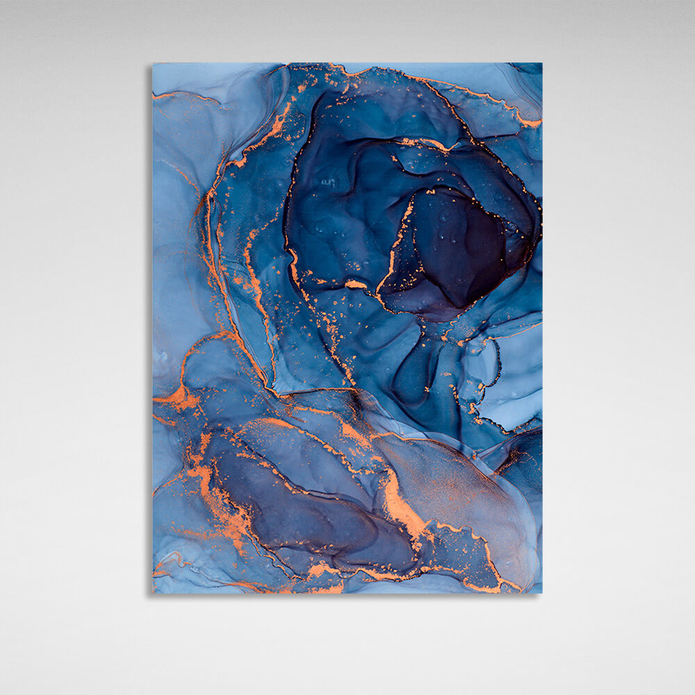 Navy-blue Abstraction Canvas Wall Art Print