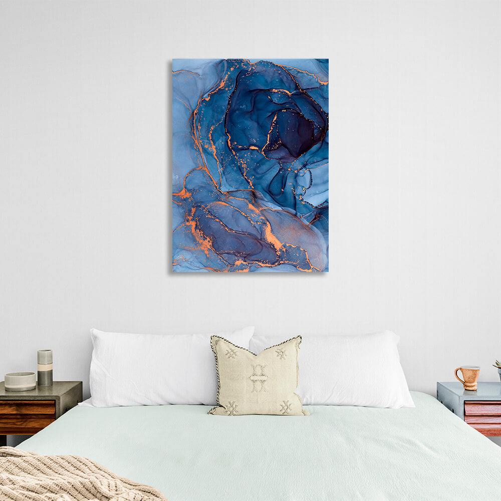 Navy-blue Abstraction Canvas Wall Art Print