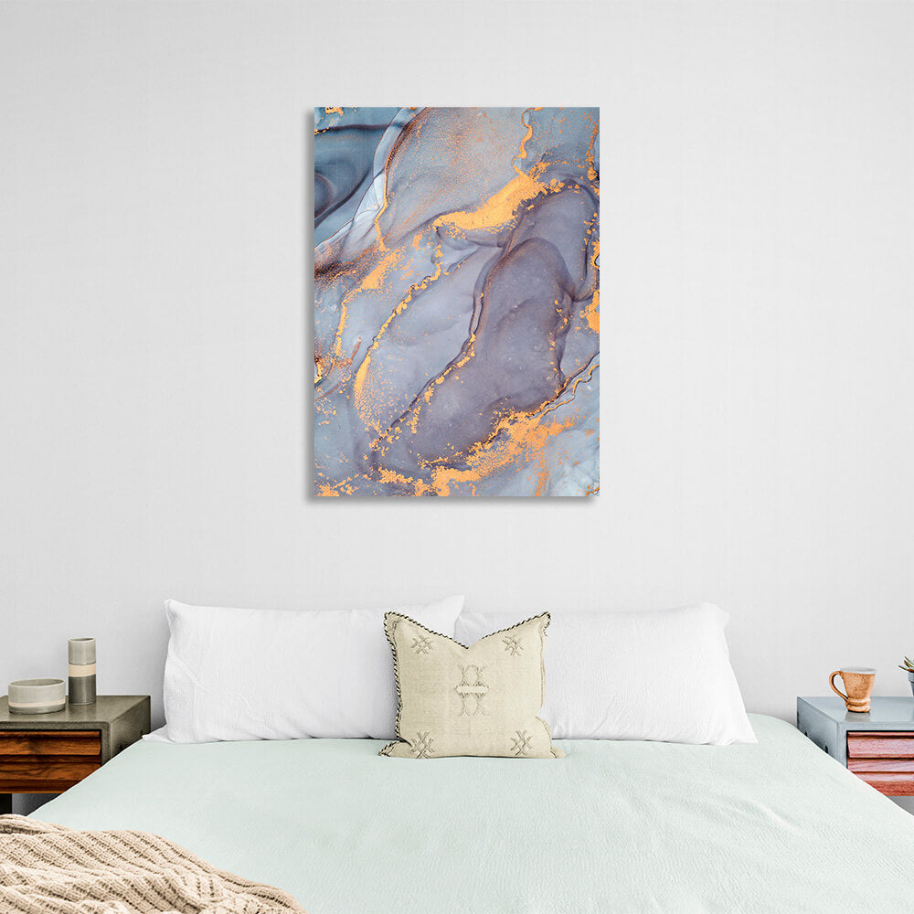 Gray-gold tones Abstraction Canvas Wall Art Print