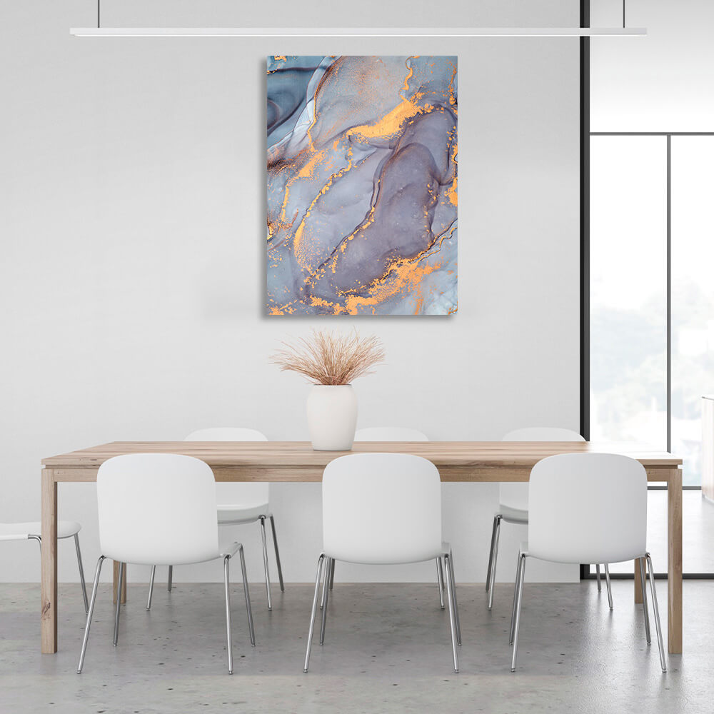 Gray-gold tones Abstraction Canvas Wall Art Print