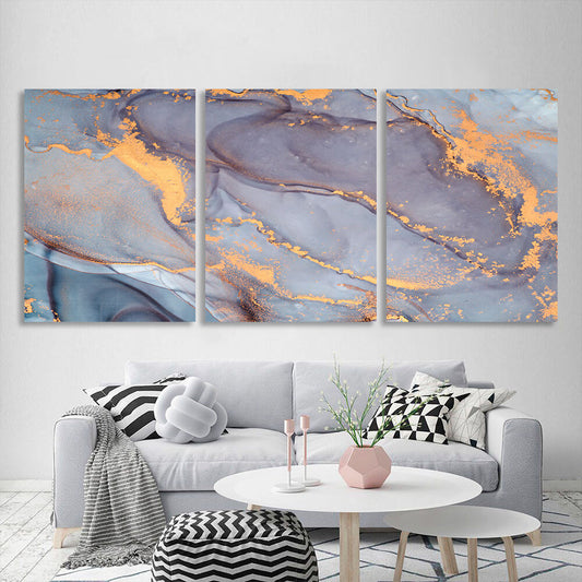 Modular gray-gold abstract with gold elements Multi Panel Canvas Wall Art Print