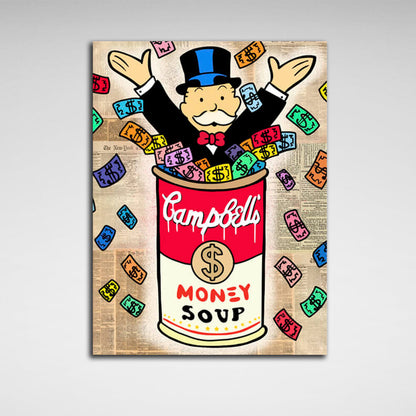 Monopoly Money soup Canvas Wall Art Print