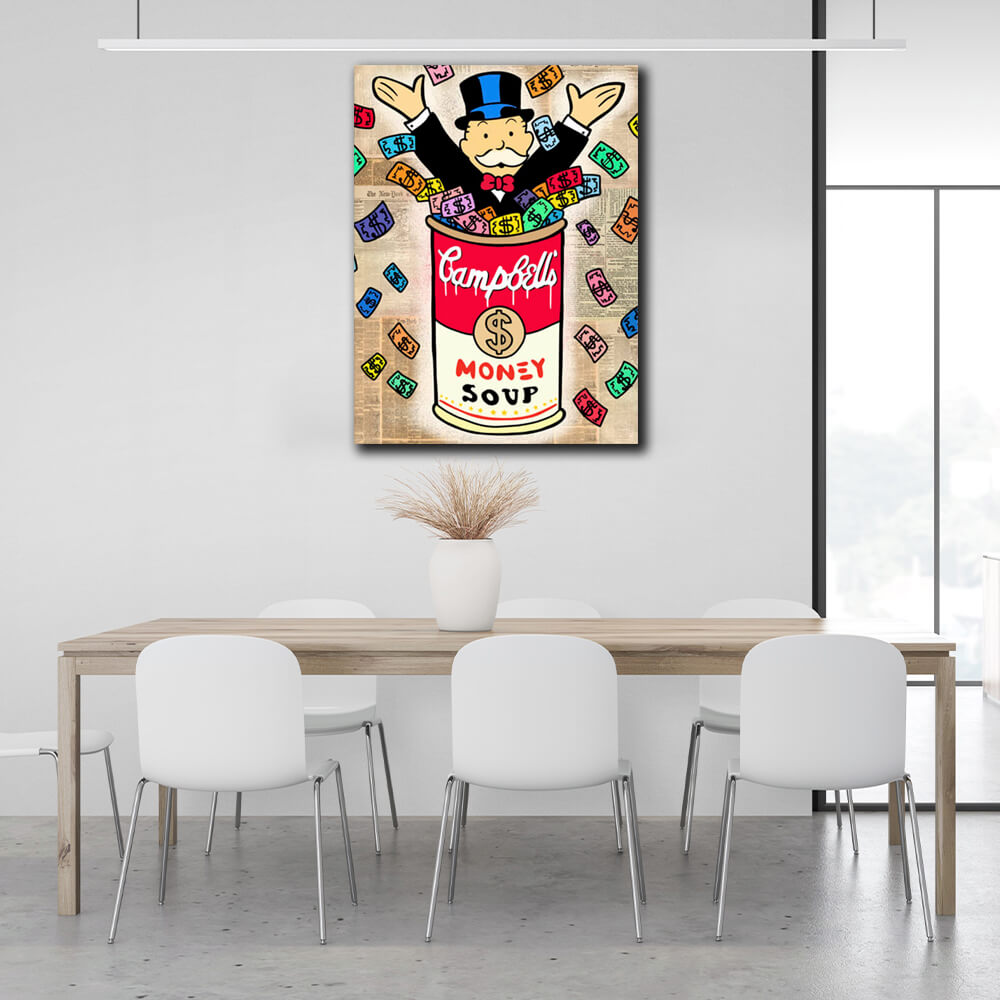 Monopoly Money soup Canvas Wall Art Print