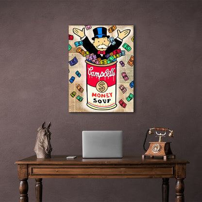 Monopoly Money soup Canvas Wall Art Print