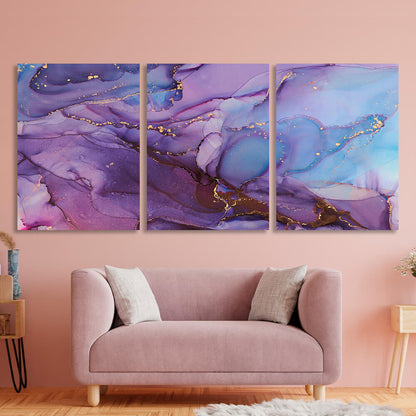 Modular pink and purple abstract Multi Panel Canvas Wall Art Print