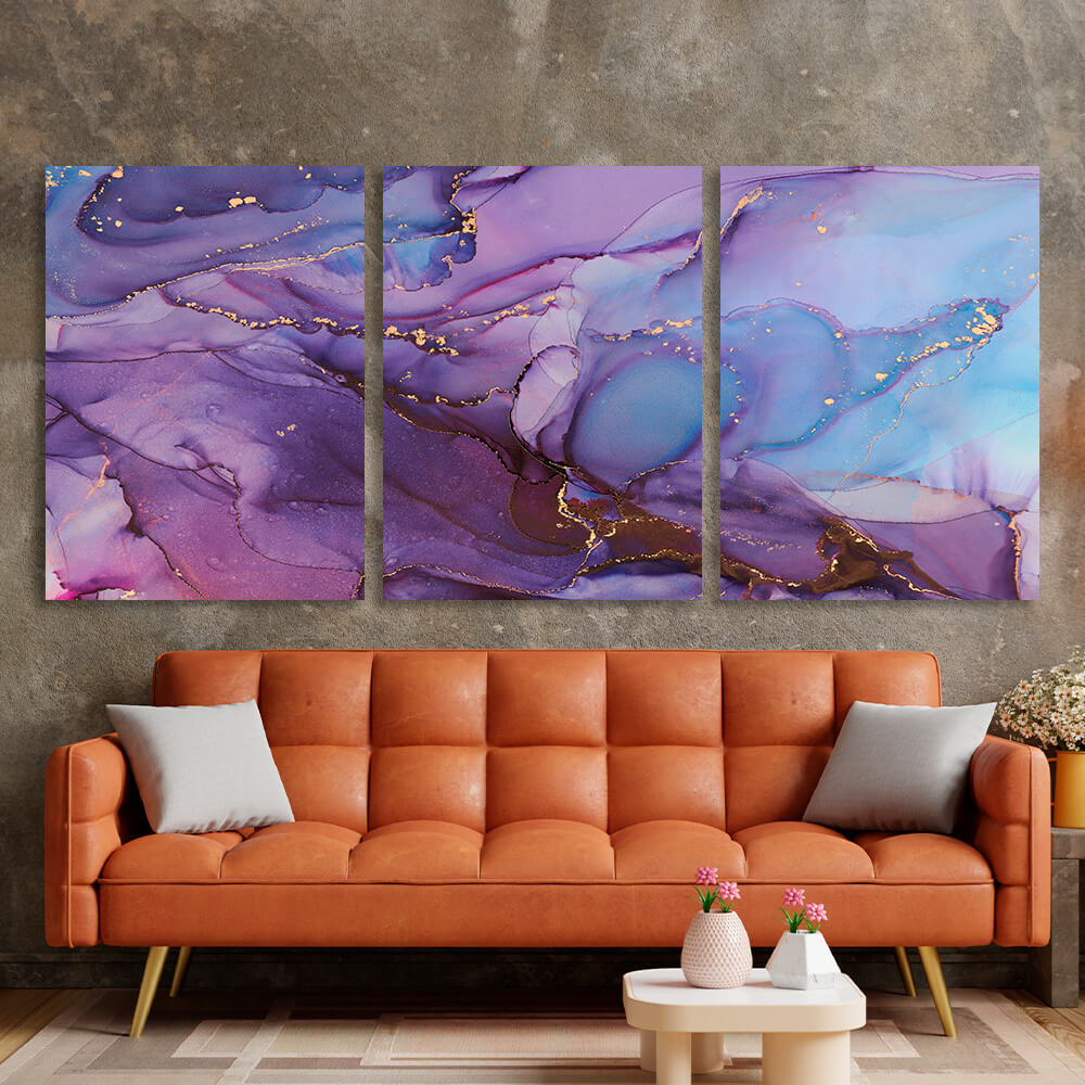 Modular pink and purple abstract Multi Panel Canvas Wall Art Print