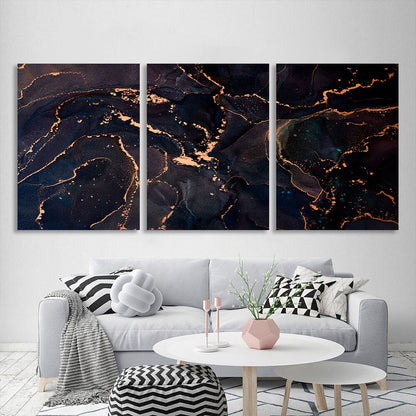 Modular dark abstract with gold elements Multi Panel Canvas Wall Art Print