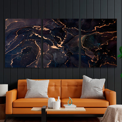 Modular dark abstract with gold elements Multi Panel Canvas Wall Art Print