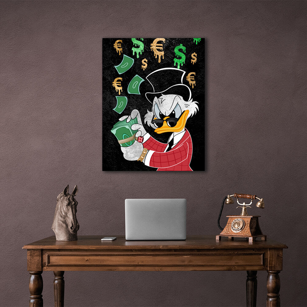 Scrooge money Inspirational  Canvas Wall Art Print