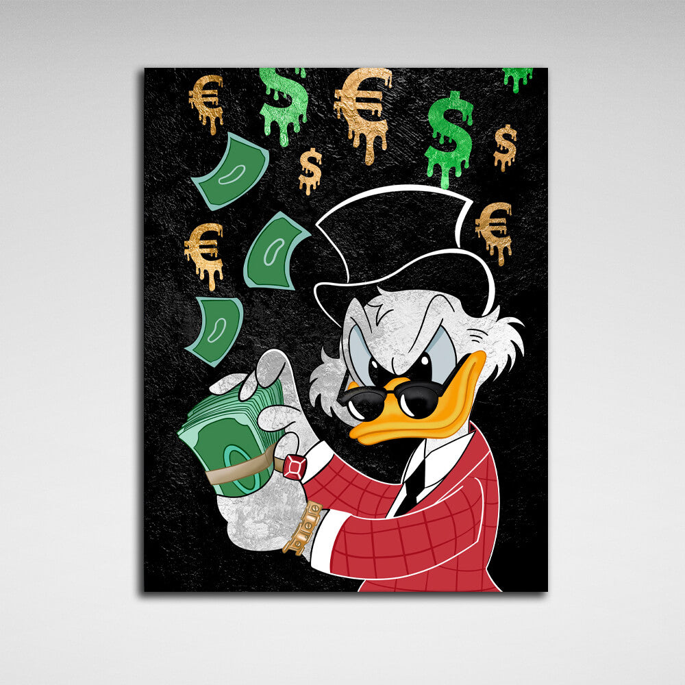 Scrooge money Inspirational  Canvas Wall Art Print