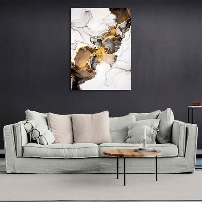 Light gray with brown and gold tones Abstraction Canvas Wall Art Print