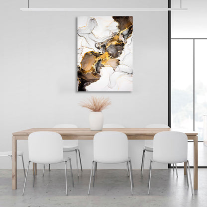 Light gray with brown and gold tones Abstraction Canvas Wall Art Print