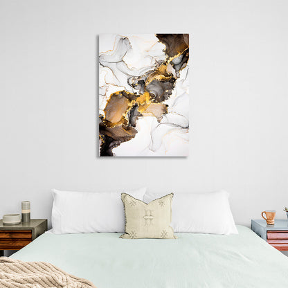 Light gray with brown and gold tones Abstraction Canvas Wall Art Print