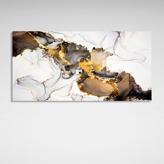 Marble abstract in brown and gold colors Abstraction Canvas Wall Art Print