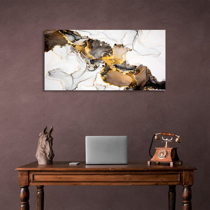 Marble abstract in brown and gold colors Abstraction Canvas Wall Art Print