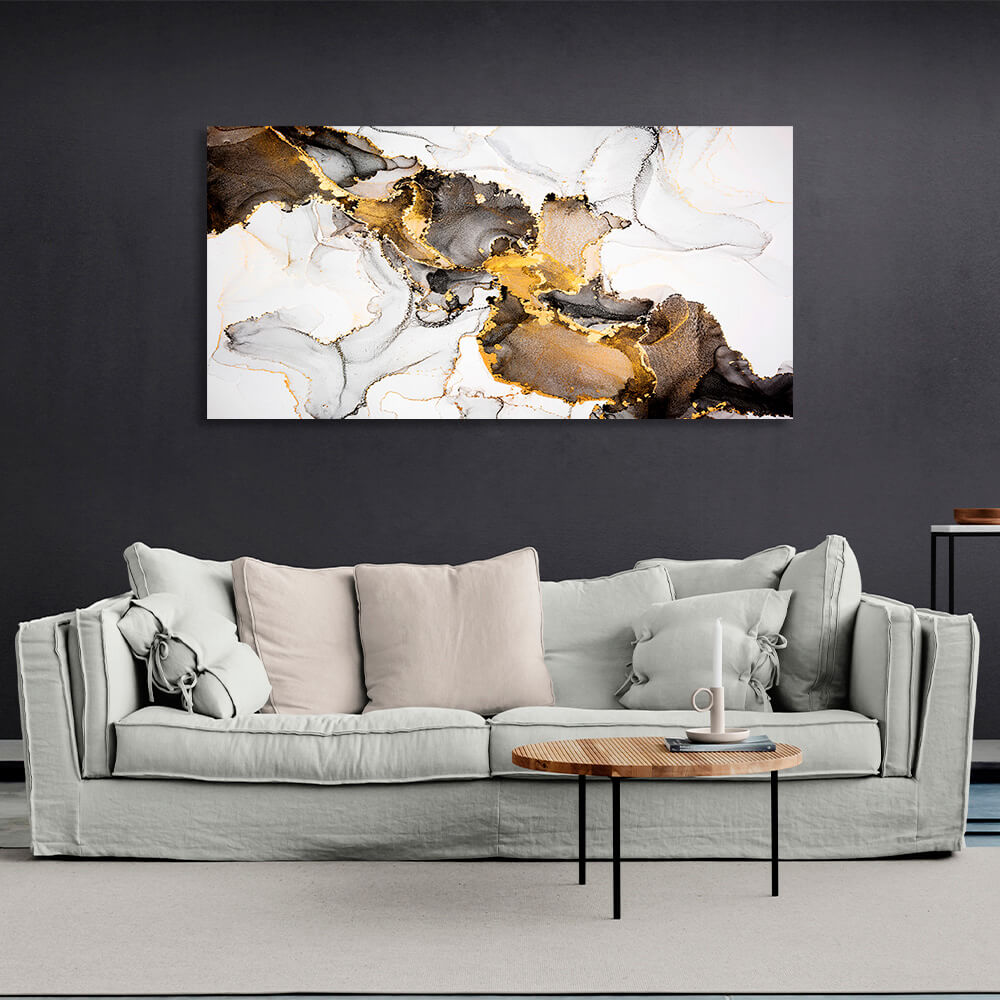 Marble abstract in brown and gold colors Abstraction Canvas Wall Art Print