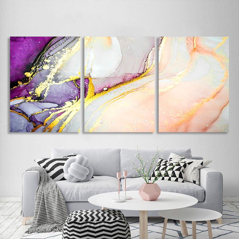 Modular powdery lavender abstract Multi Panel Canvas Wall Art Print