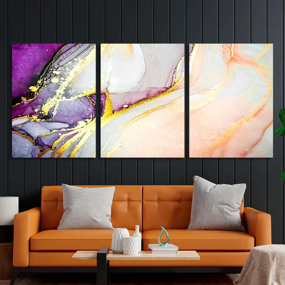 Modular powdery lavender abstract Multi Panel Canvas Wall Art Print