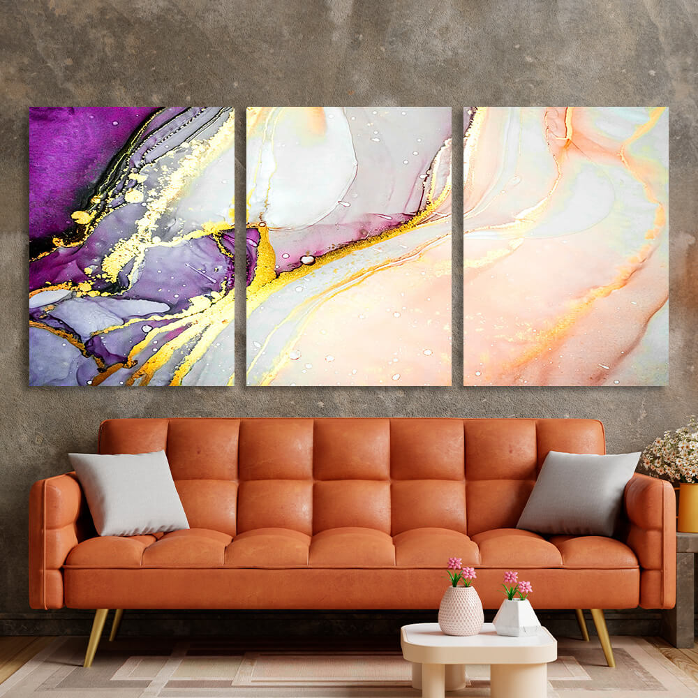 Modular powdery lavender abstract Multi Panel Canvas Wall Art Print