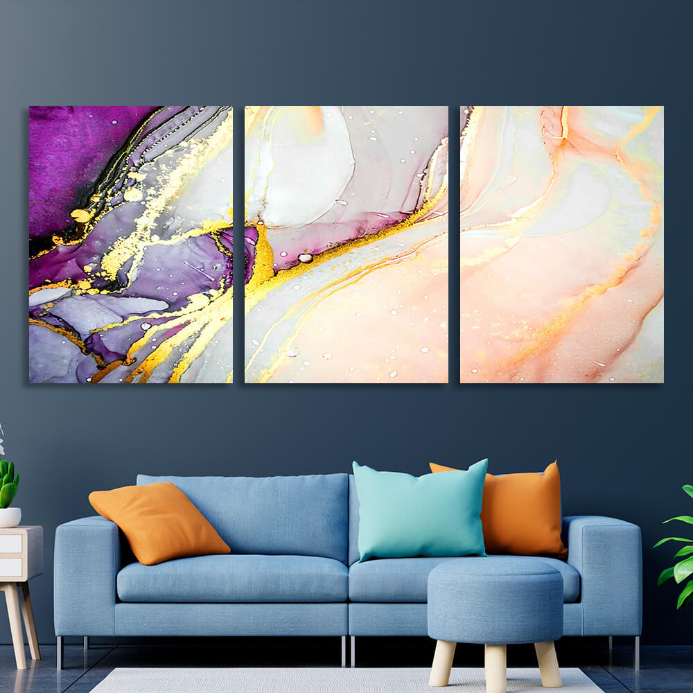 Modular powdery lavender abstract Multi Panel Canvas Wall Art Print