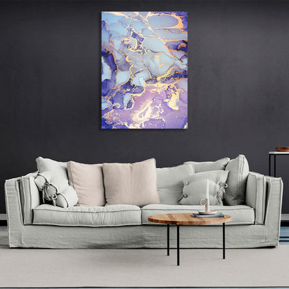 Lavender with blue-gold tones Abstraction Canvas Wall Art Print