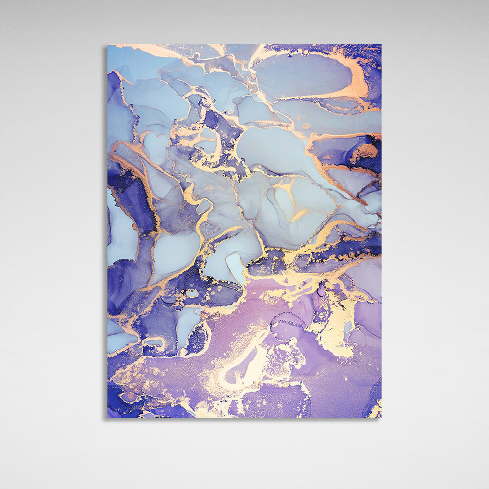 Lavender with blue-gold tones Abstraction Canvas Wall Art Print