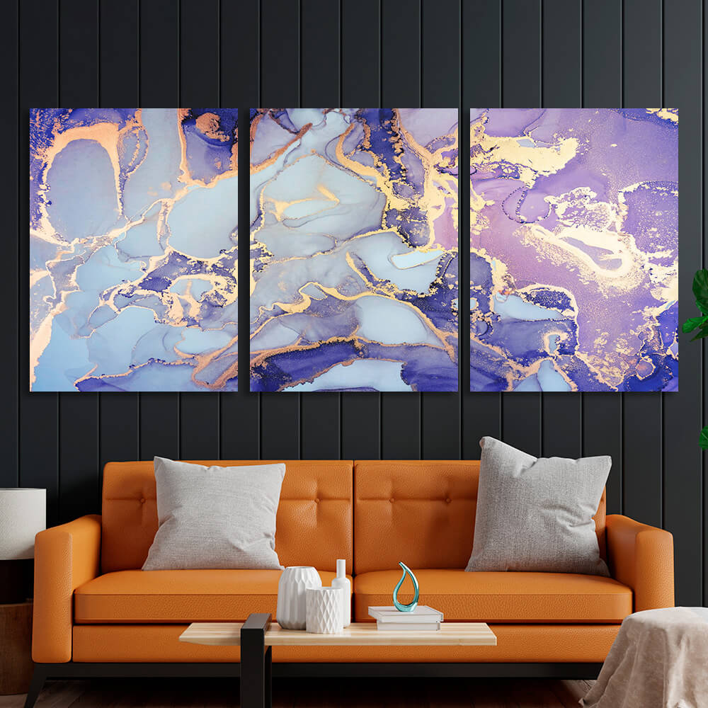 Modular lavender gray abstract Multi Panel Canvas Wall Art Print