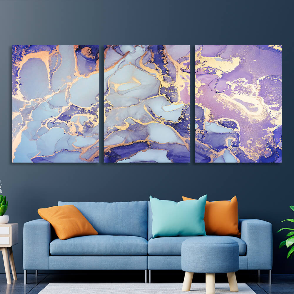 Modular lavender gray abstract Multi Panel Canvas Wall Art Print