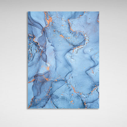 Blue abstract with gold Abstraction Canvas Wall Art Print