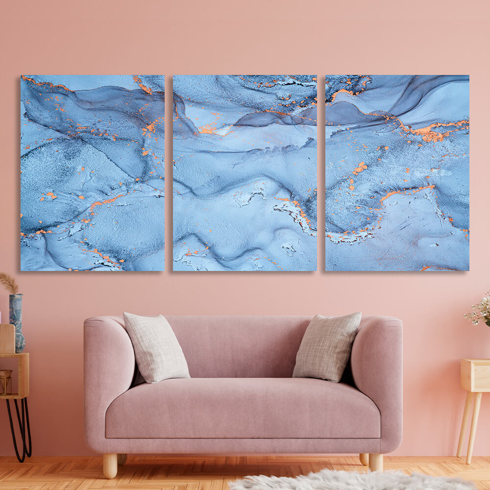 Modular abstract in blue Multi Panel Canvas Wall Art Print