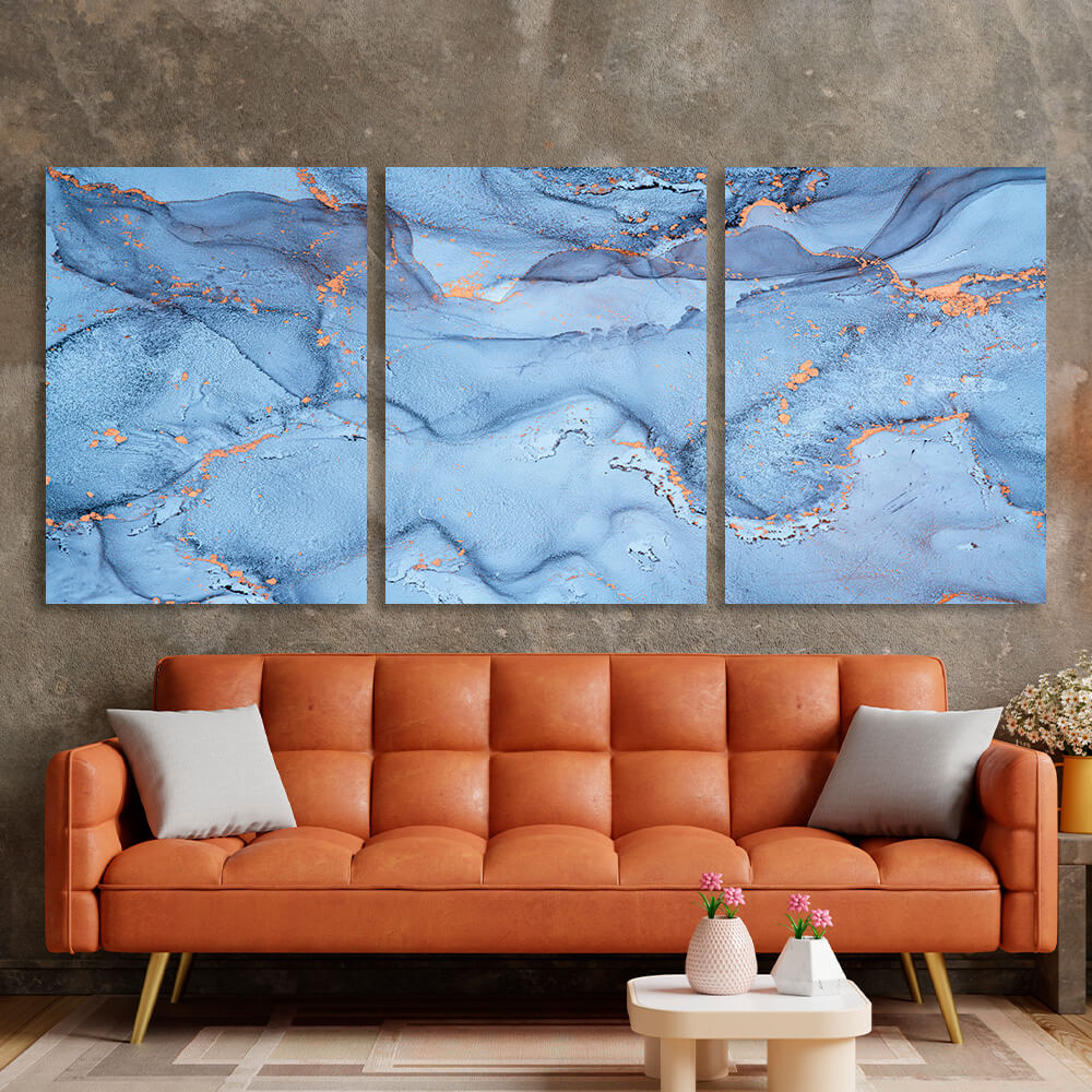 Modular abstract in blue Multi Panel Canvas Wall Art Print