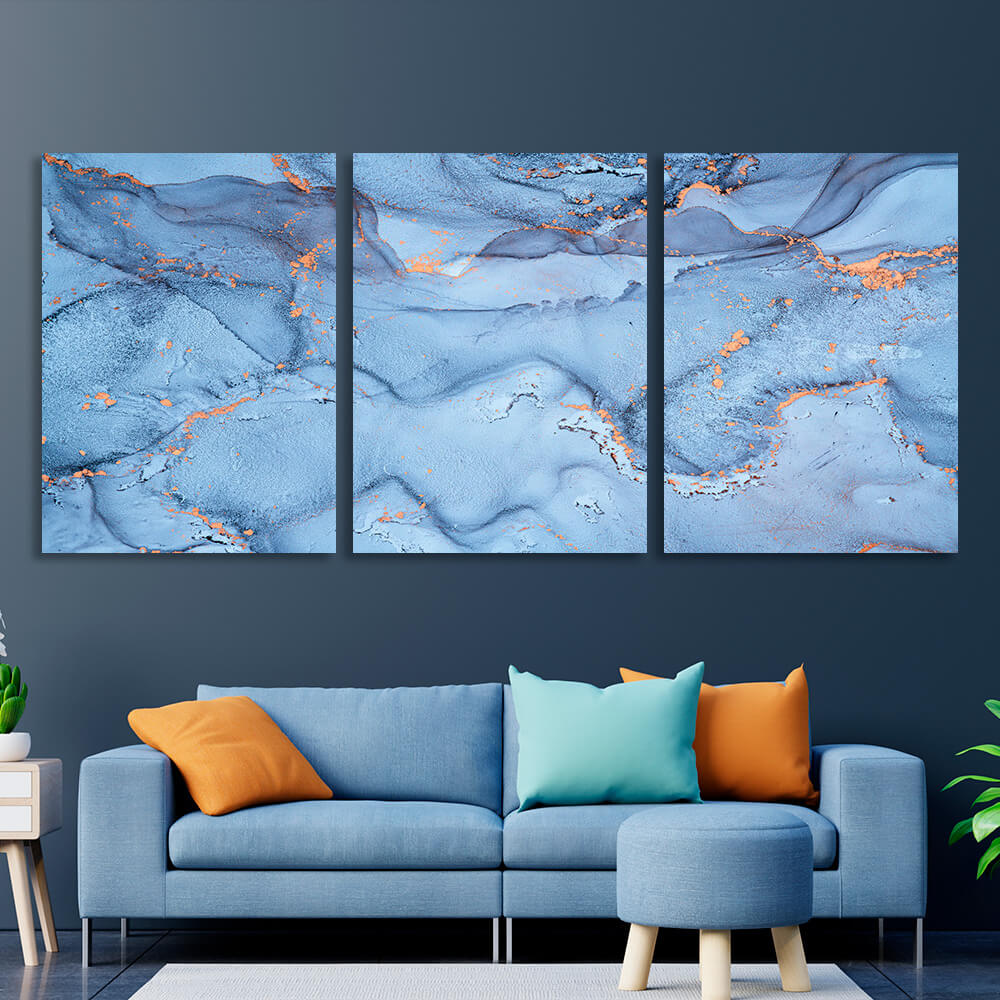 Modular abstract in blue Multi Panel Canvas Wall Art Print