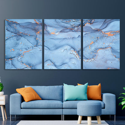 Modular abstract in blue Multi Panel Canvas Wall Art Print