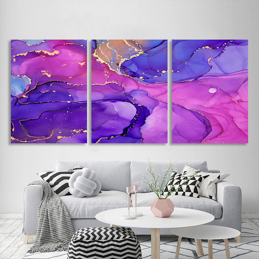 Modular violet-pink abstract Multi Panel Canvas Wall Art Print