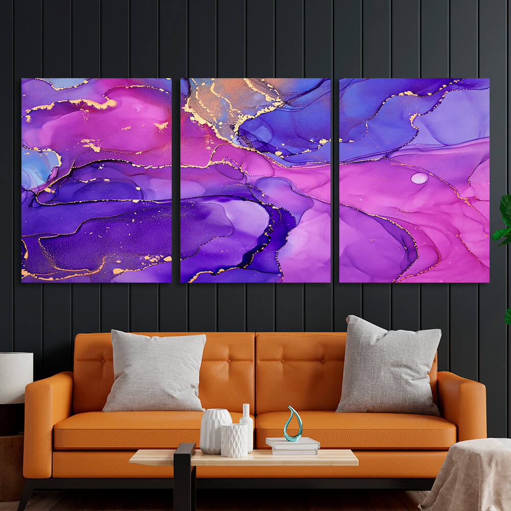 Modular violet-pink abstract Multi Panel Canvas Wall Art Print