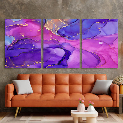 Modular violet-pink abstract Multi Panel Canvas Wall Art Print