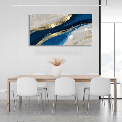 Gray-blue and gold Abstraction Canvas Wall Art Print